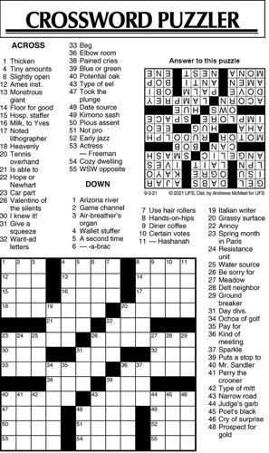 Crossword Puzzle, Advice/Comics for September 3, 2021 ...
