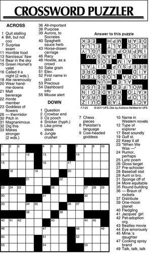 Crossword Puzzle Advice/Comics for July 7 2023 Community