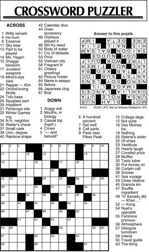 Crossword Puzzle, Advice/Comics for August 4, 2021 ...