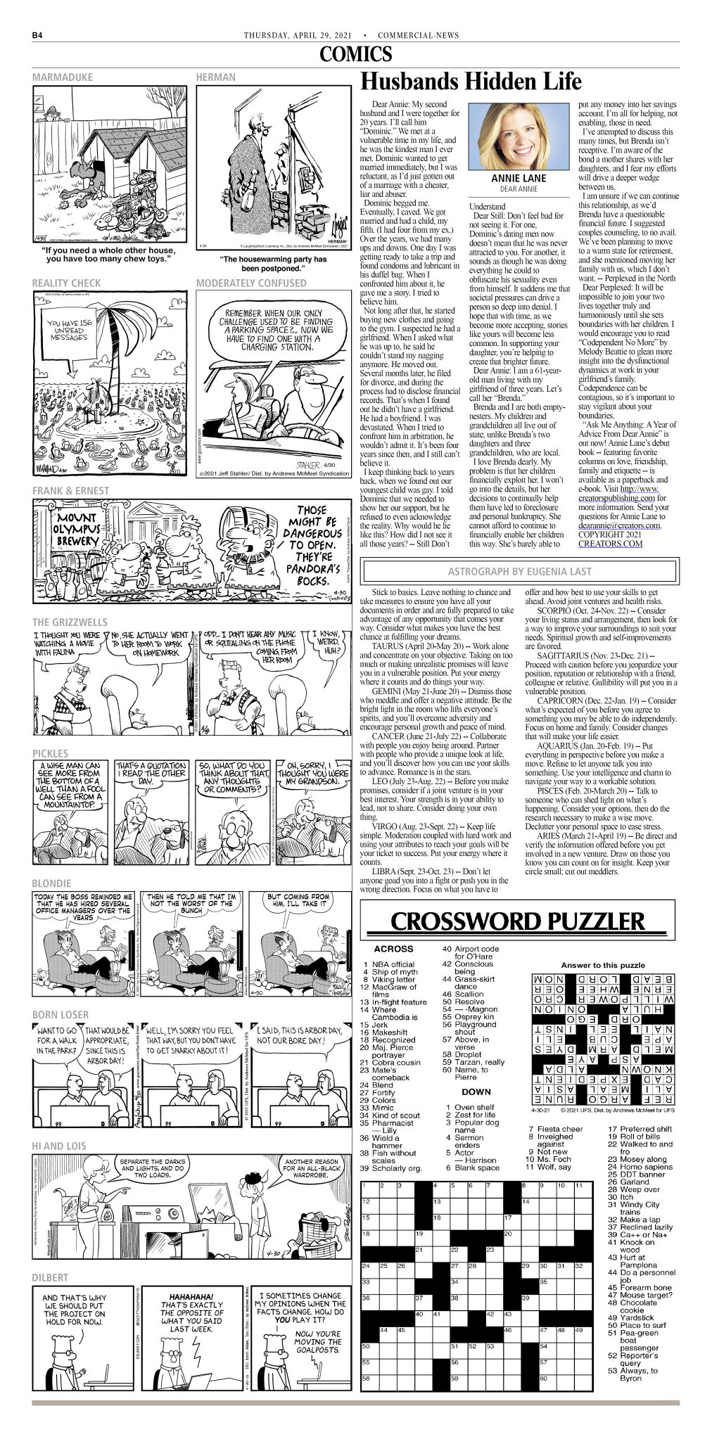 Crossword Puzzle Advice Comics For April 30 21 Community Commercial News Com