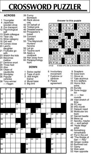 Crossword Puzzle, Advice/Comics for March 4, 2022 | Community ...