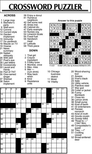 Crossword Puzzle, Advice/Comics for Nov. 3, 2021 | Community ...