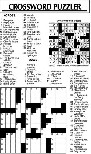 Crossword Puzzle, Advice/Comics for Dec. 16, 2022 | Community ...