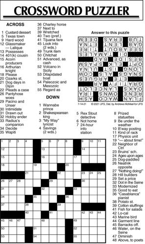 Crossword Puzzle, Advice/Comics for July 14, 2021 | Community ...