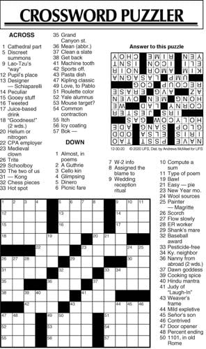 Crossword Puzzle, Advice/Comics for Dec. 30, 2020 | Community ...