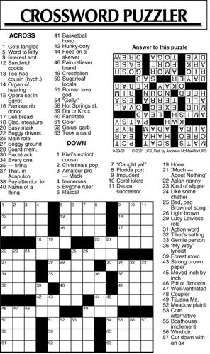 Crossword Puzzle, Advice/Comics for September 29, 2021 ...