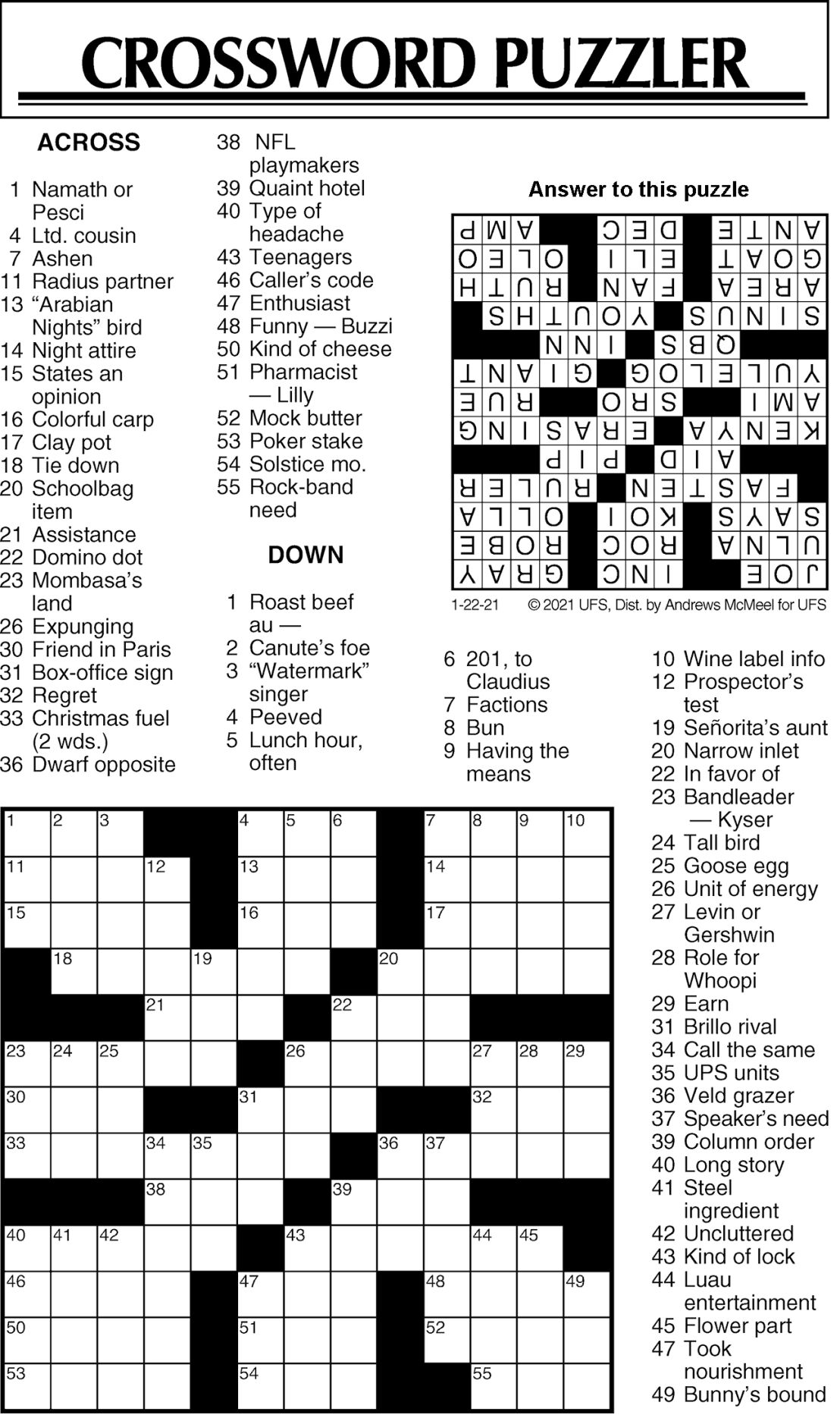 crossword puzzle advice comics for jan 22 2021 community commercial news com