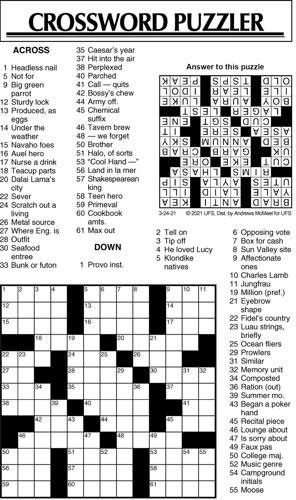 Crossword Puzzle, Advice/Comics for March 24, 2021 ...