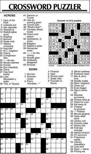 Crossword Puzzle, Advice/Comics for Sept. 23, 2022 ...
