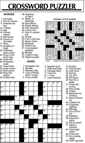 Crossword Puzzle, Advice/Comics for March 2, 2022 | Community ...