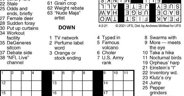 Crossword Puzzle, Advice/Comics for April 2, 2021 | Community ...