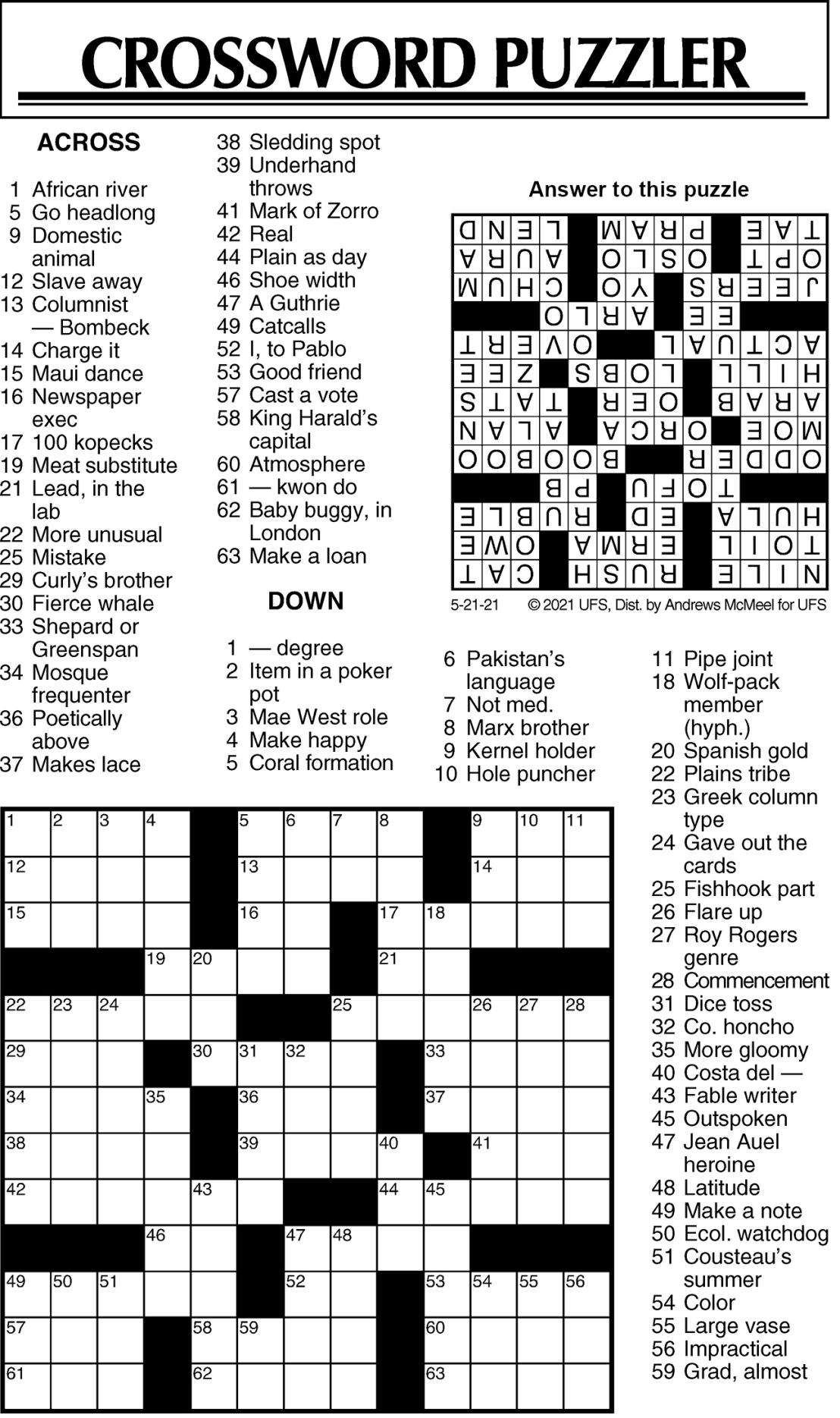 Crossword Puzzle Advice Comics For May 21 21 Community Commercial News Com