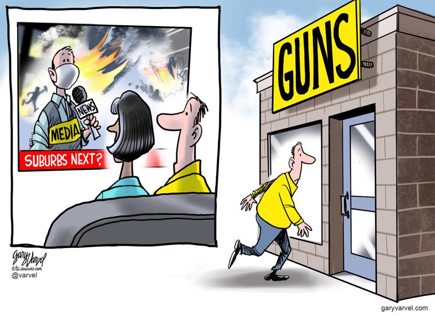Editorial Cartoon  Riots  Guns Opinion commercial 