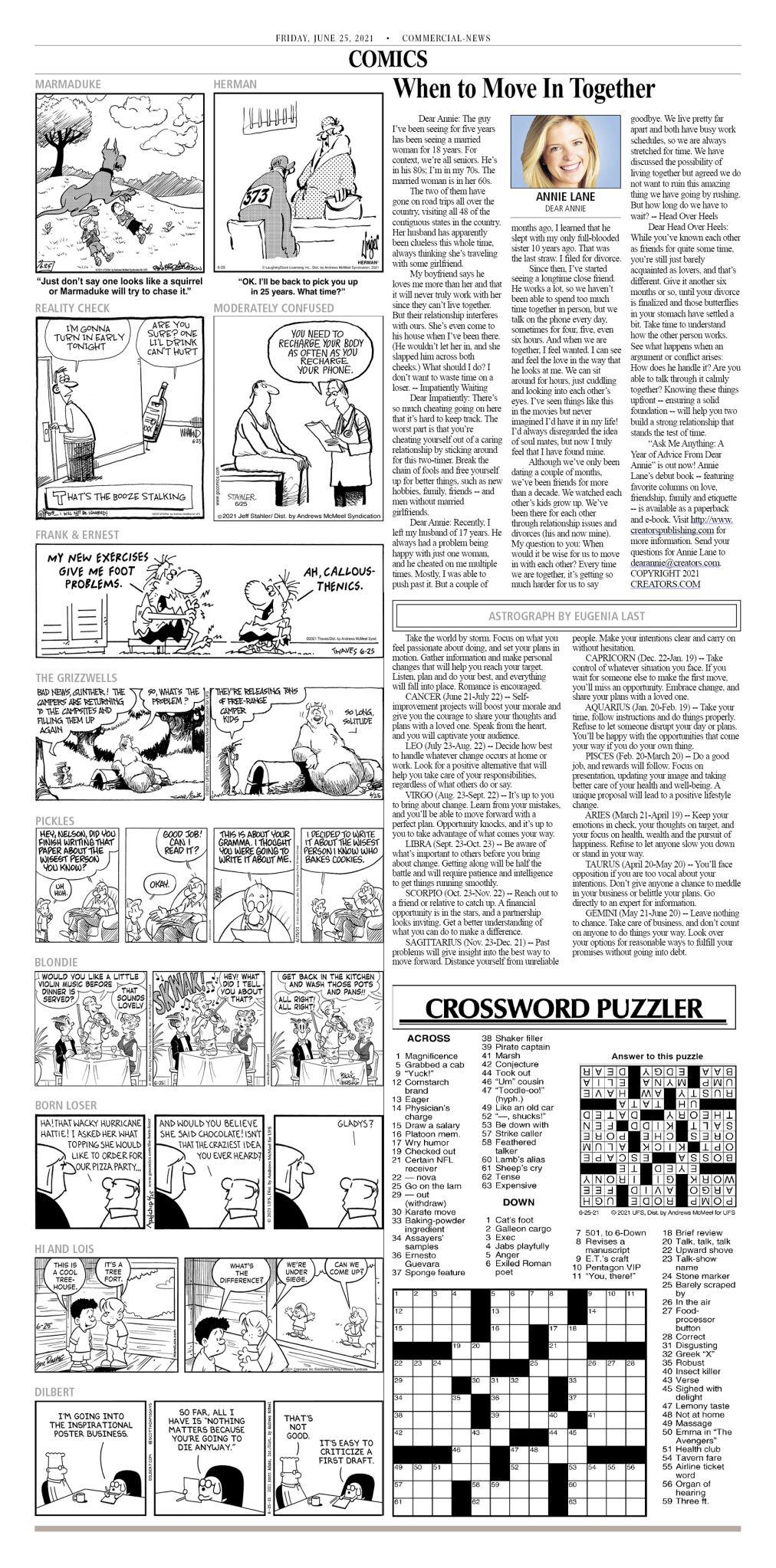 Crossword Puzzle Advice/Comics for June 25 2021 Community