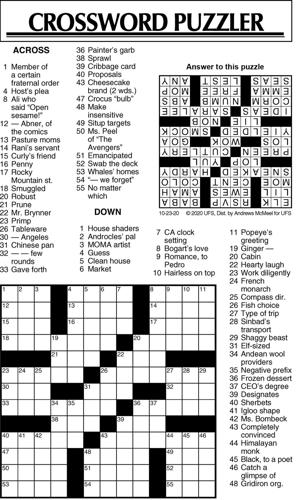 Crossword Puzzle, Advice/Comics for Oct. 23, 2020 | Community ...