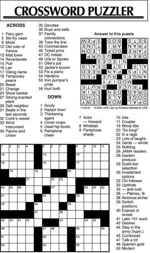 Crossword Puzzle, Advice/Comics for Nov. 24, 2021 | Community ...