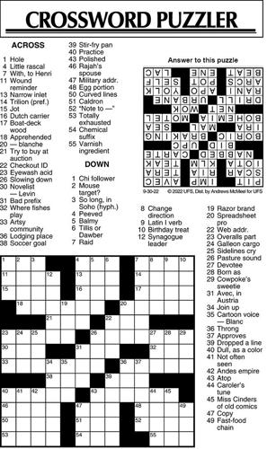 Crossword Puzzle, Advice/Comics for Sept. 30, 2022 ...