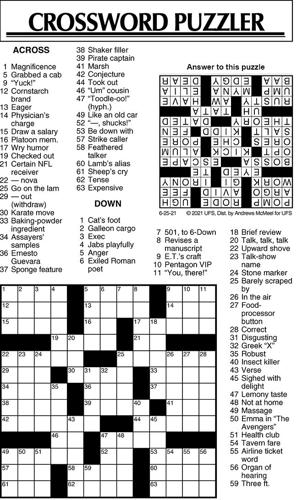 Crossword Puzzle, Advice/Comics for June 25, 2021 | Community ...