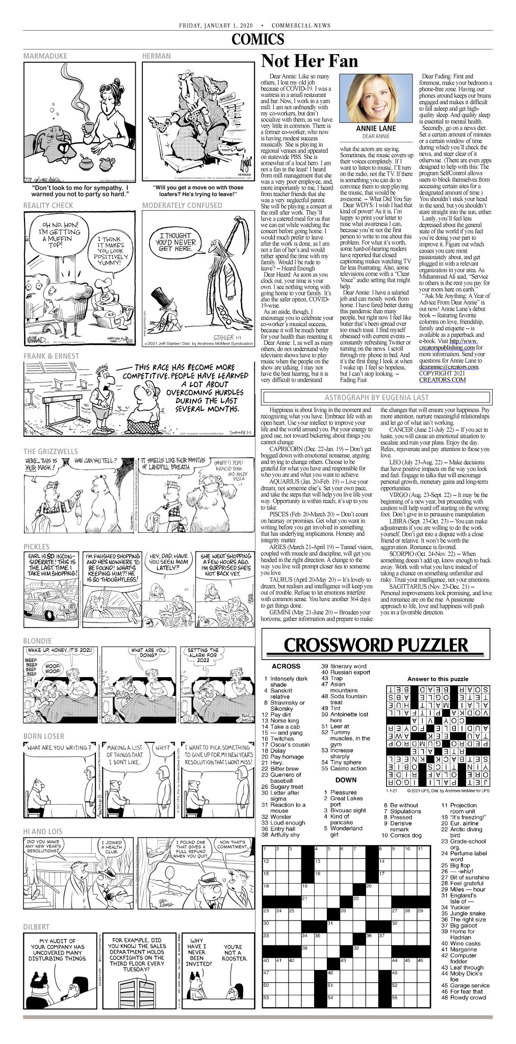 Crossword Puzzle Advice/Comics for Jan 1 2021 Community