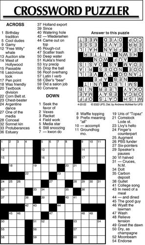 Crossword Puzzle, Advice/Comics for April 20, 2022 ...
