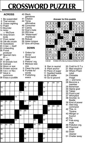 Crossword Puzzle, Advice/Comics for June 22, 2022 | Community ...