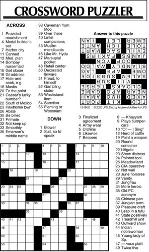 Crossword Puzzle, Advice/Comics for Dec.18, 2020 | Community ...