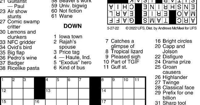 Crossword Puzzle, Advice/Comics for May 27, 2022 | Community ...