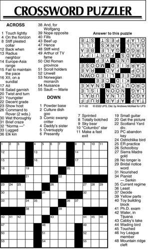 Crossword Puzzle, Advice/Comics for March 11, 2022 ...