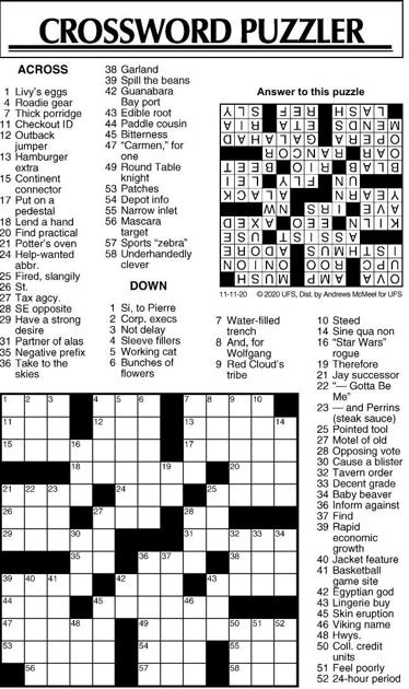 Crossword Puzzle 111120 Commercial, Round Table Knight Crossword