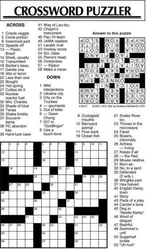 Crossword Puzzle, Advice/Comics for April 28, 2021 ...