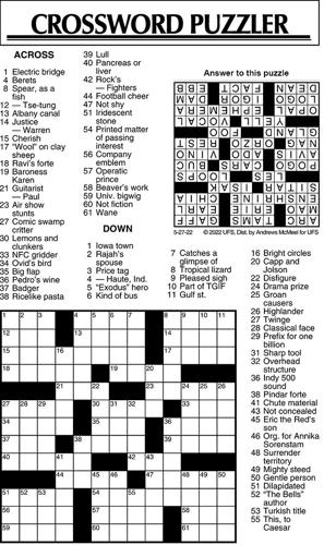 Crossword Puzzle, Advice/Comics for May 27, 2022 | Community ...