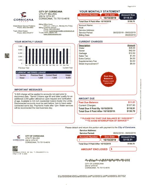 Corsicana water bill changes format: New look designed for easier reading