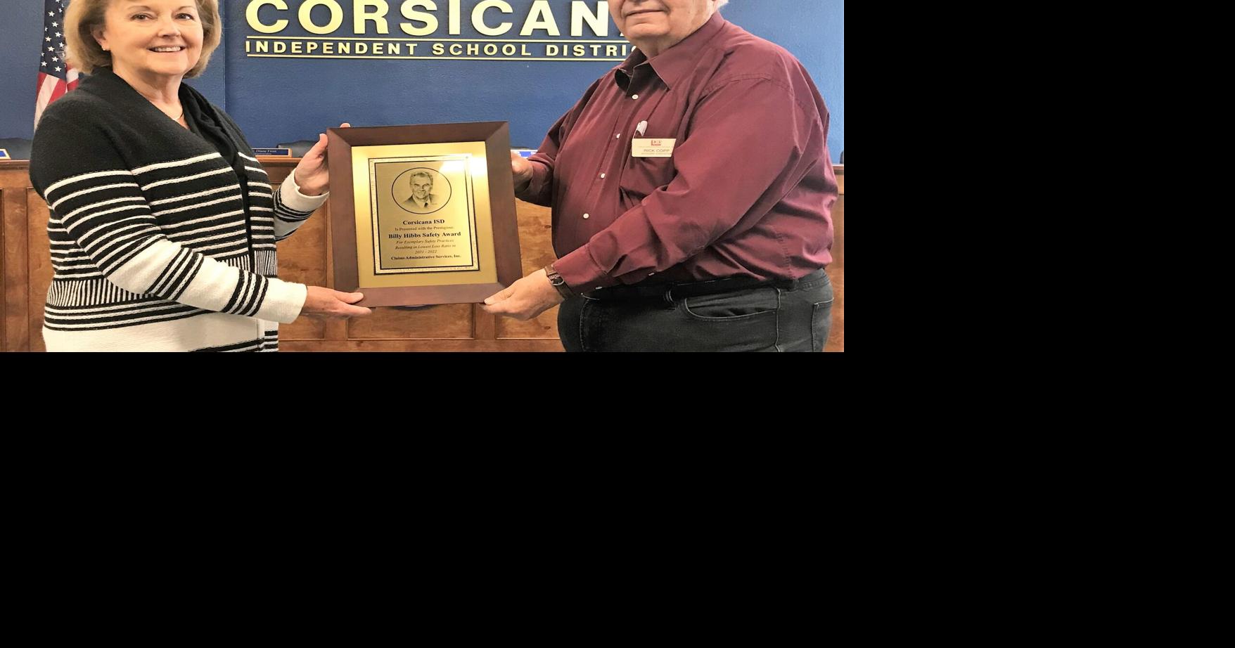 Corsicana ISD recognized for commitment to workplace safety and cost