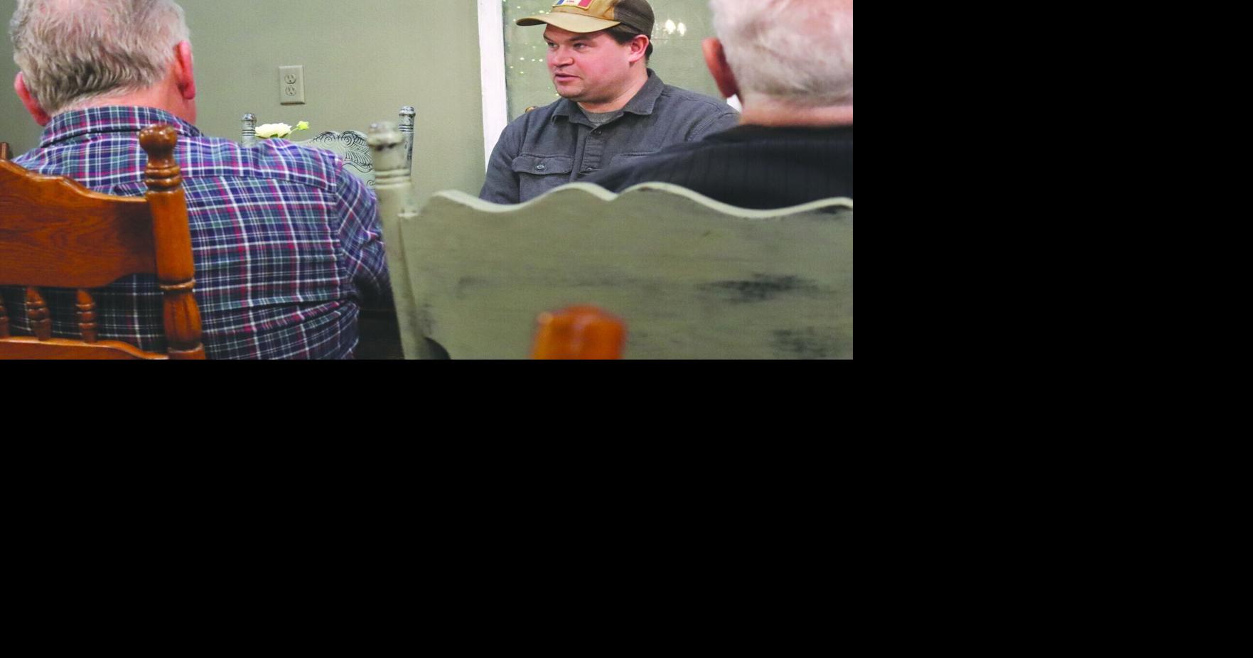 Ryan Peterman, Dem. candidate for Iowa Sec. of State, stops by Albia