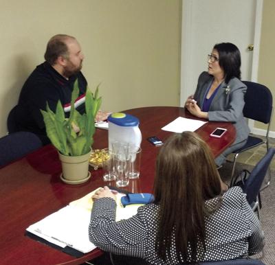 Lt. Gov. Evelyn Sanguinetti visits with Courier writer to discuss key