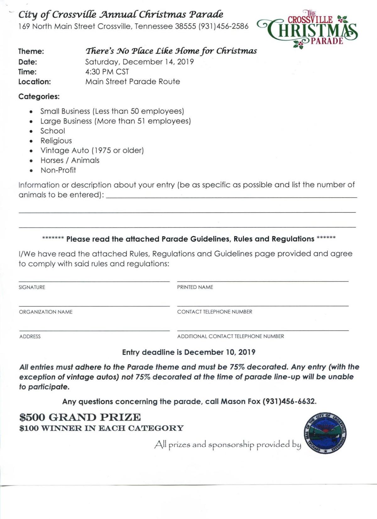 Crossville Chronical Christmas Parade 2022 2019 Christmas Parade Application | | Crossville-Chronicle.com