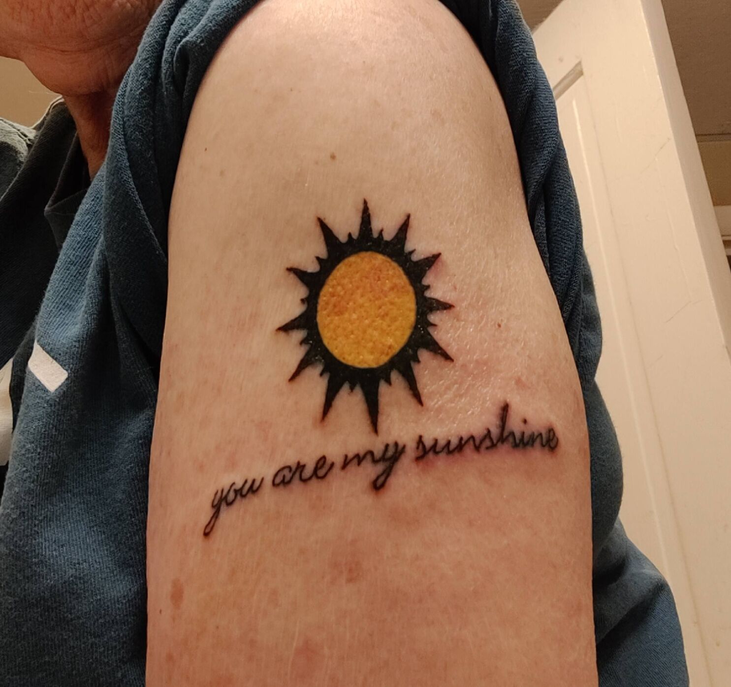 White ink you are my sunshine tattoo on the inner
