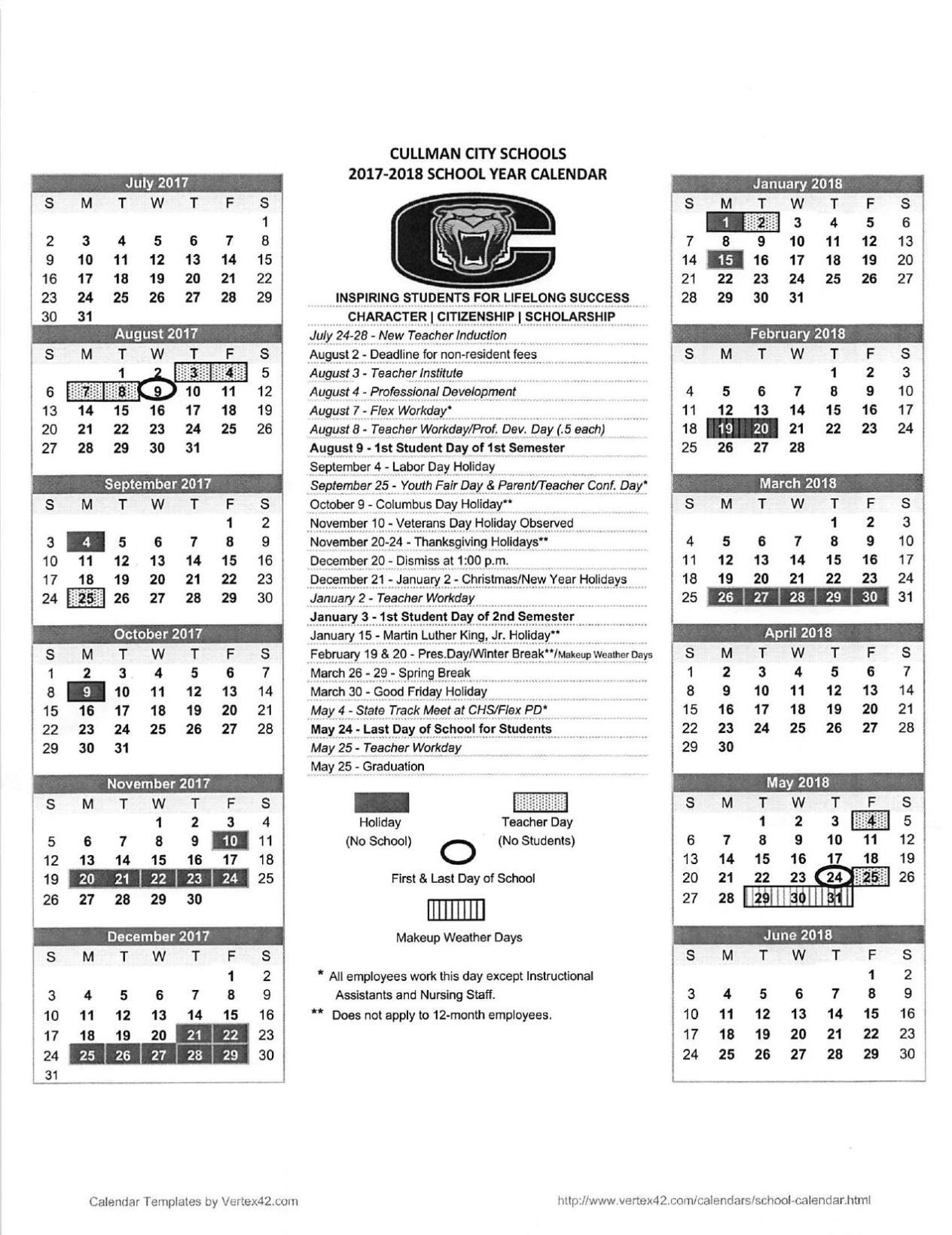 Cullman City Schools 2017 2018 Calendar cullmantimes