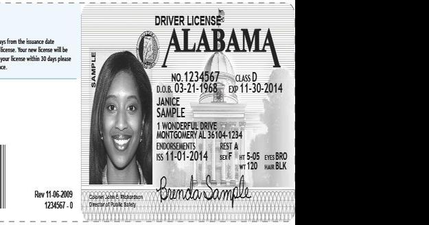 Sample Alabama Temporary Driver License