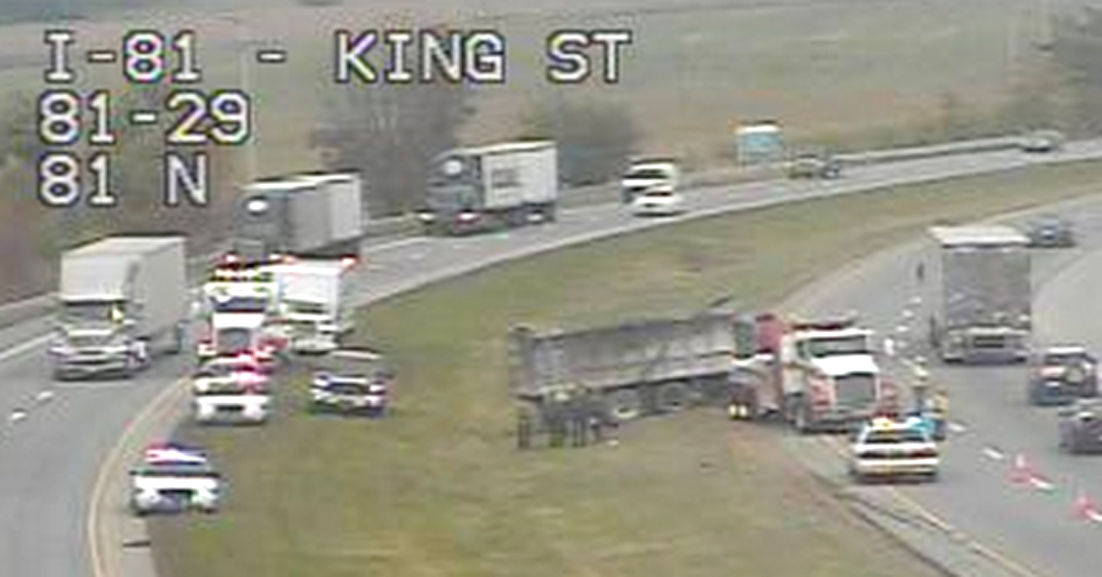 Truck crash shuts down lane on I81 North near Shippensburg
