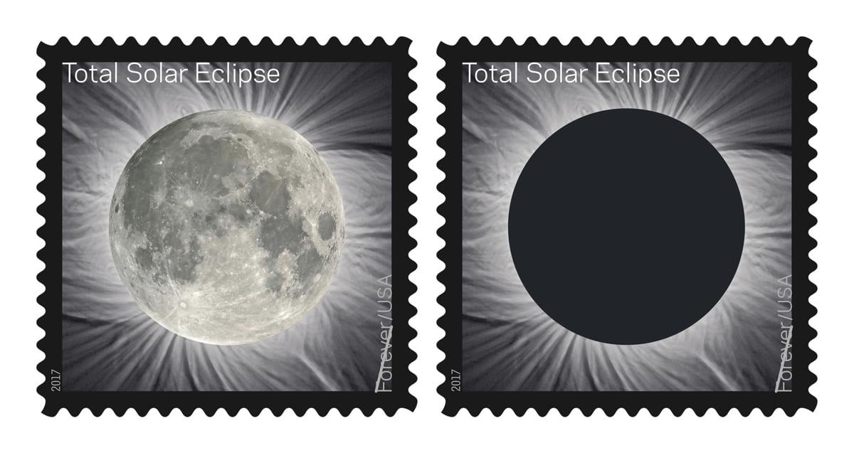 New stamp turns total solar eclipse into moon