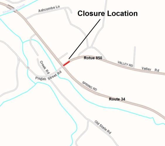 Work on roundabout in Shermans Dale to close Route 850 at Route 34