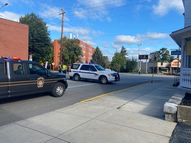North Hanover Street at Penn Street closed/narrowed after pedestrian