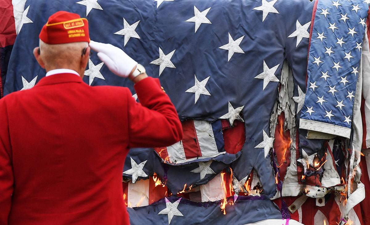 Hundreds of flags retired with honors during weekend ceremony The