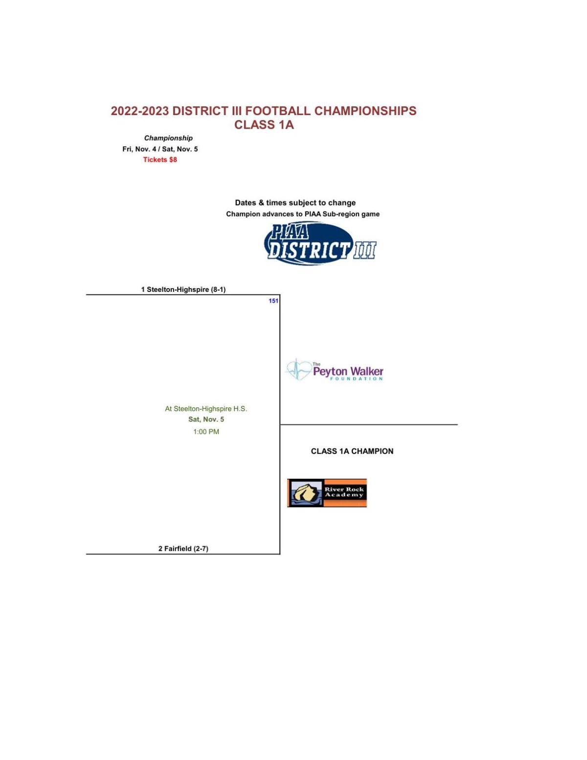 District III Football playoff schedule changes