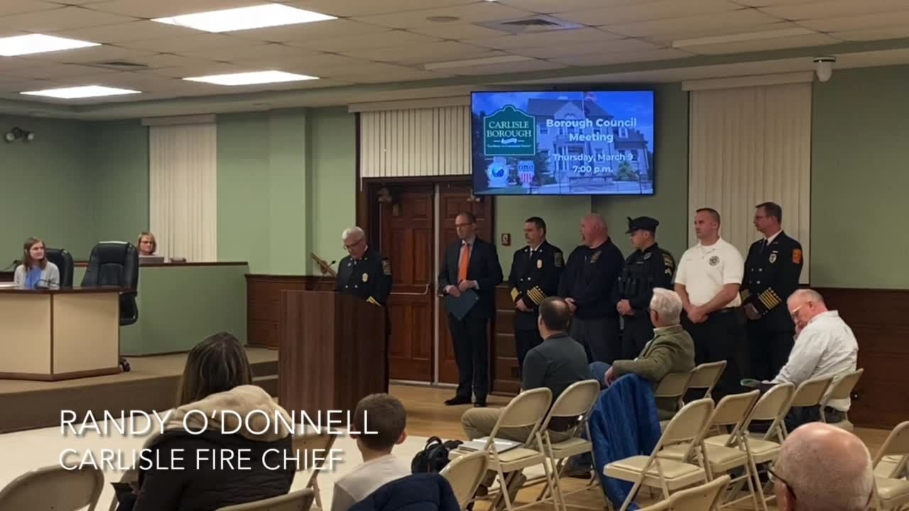 Carlisle first responders are recognized at Carlisle Council meeting for  rescues in September fire