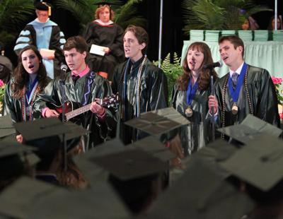 trinity yearbook commencement cumberlink graduates perform medley held camp hill morning saturday during