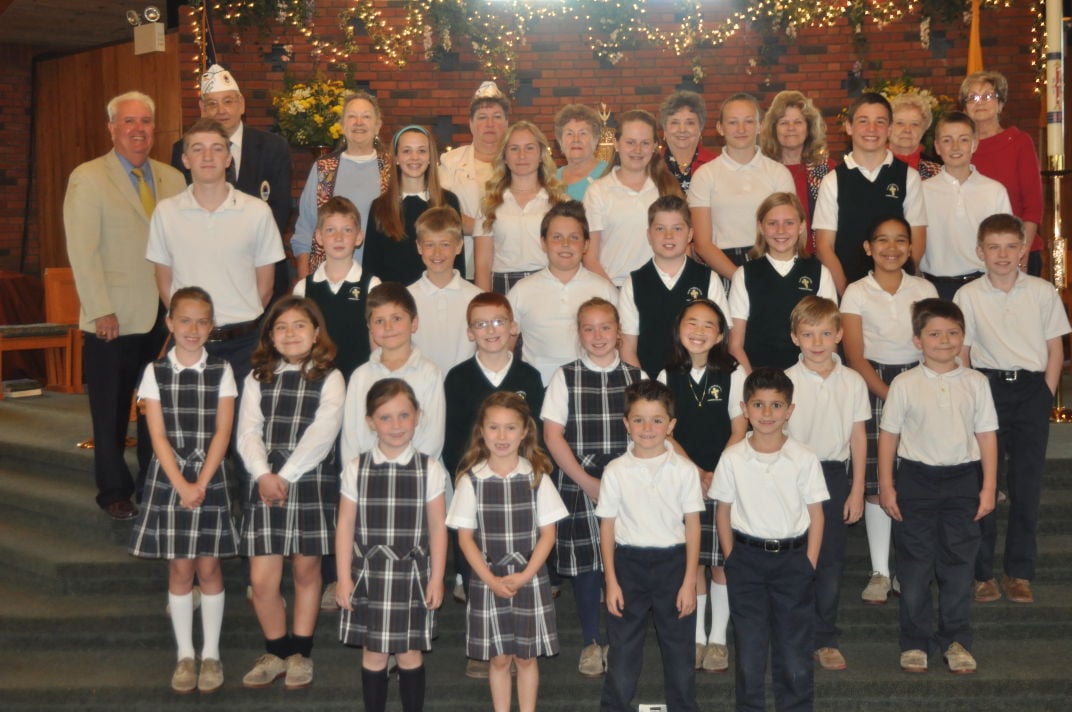 Saint Patrick School students who won the local AMVETS Americanism Essay and Poster Contest