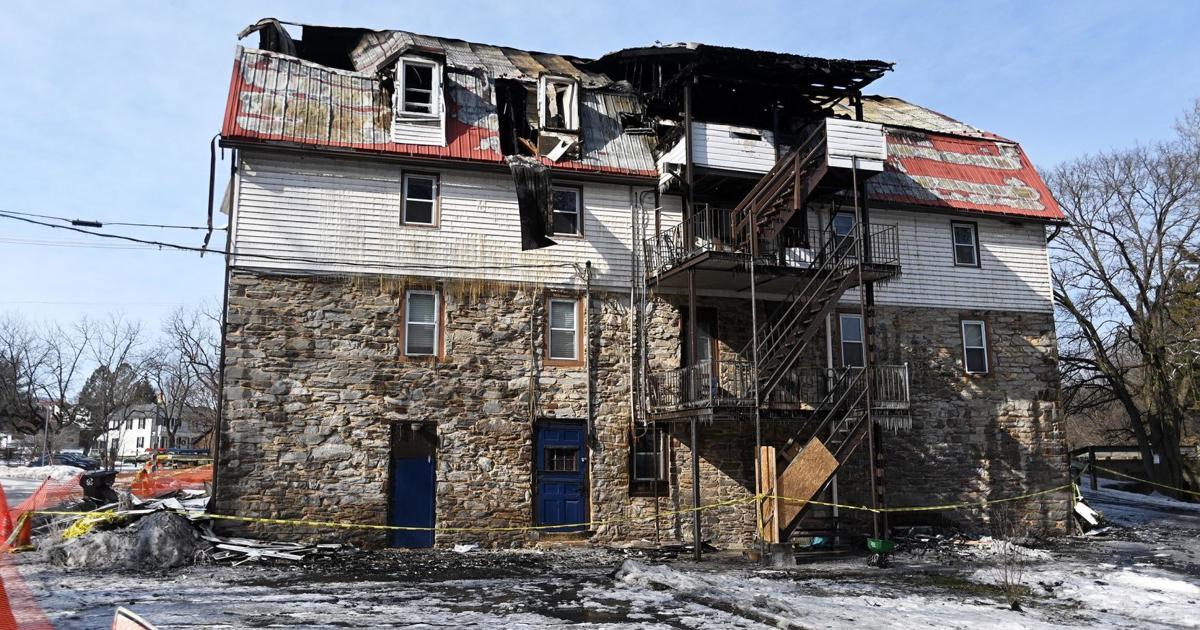 Spring Mill Fire Photos: Inspecting the Boiling Springs Mill building fire