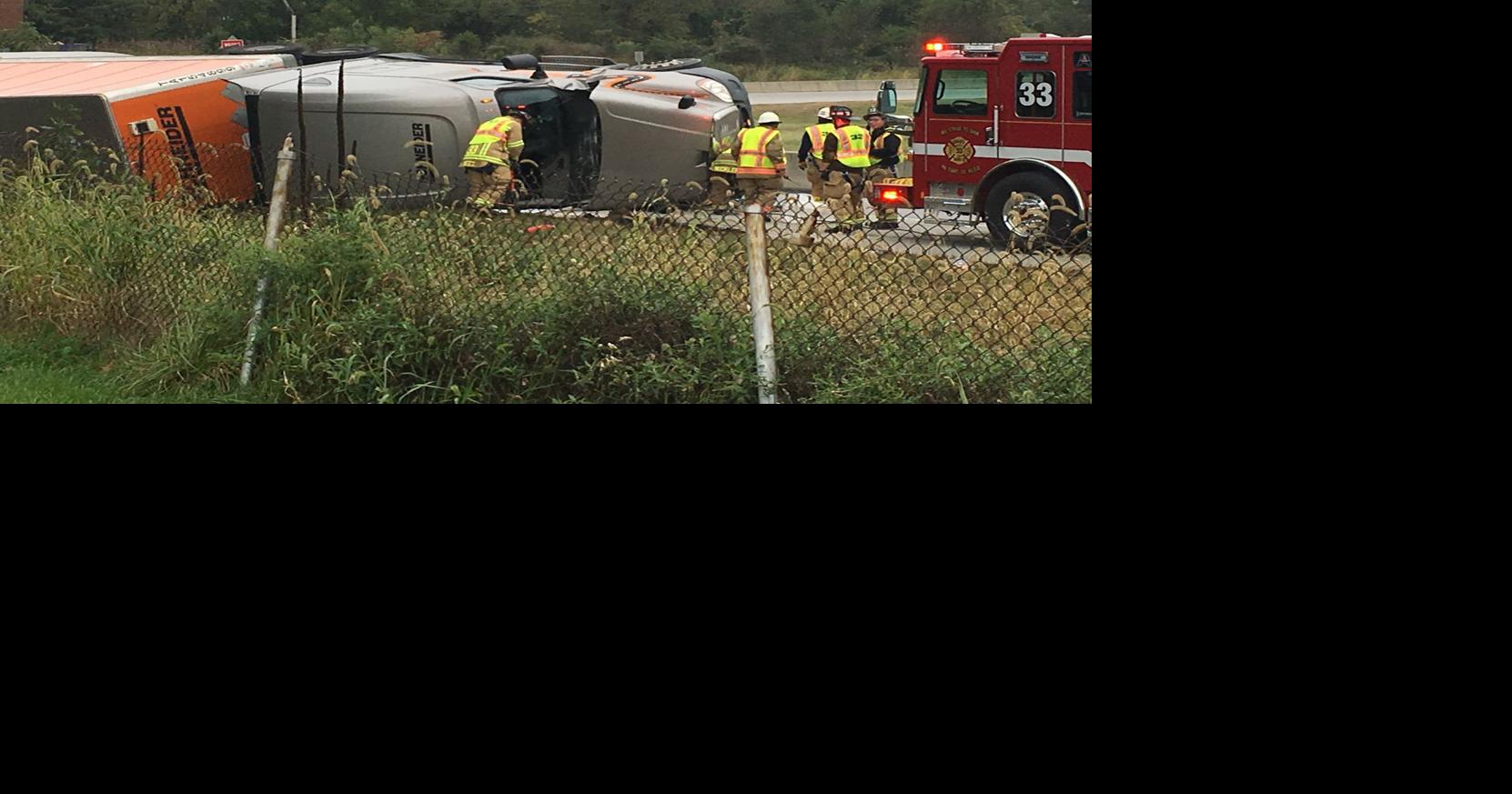 Tractor-trailer overturns on I-81 ramp in Middlesex Township